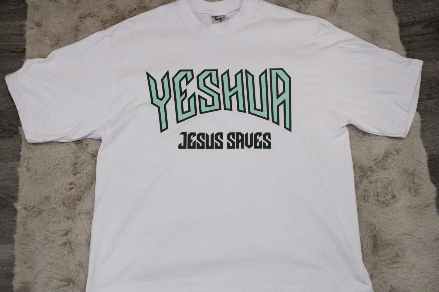 Bright Teal YESHUA JESUS SAVES Shirt